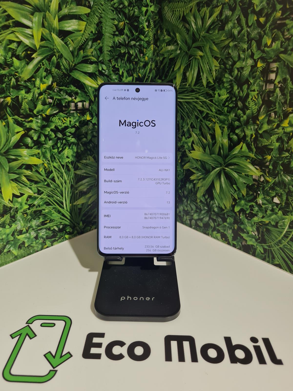 Honor Magic6 Lite Dual Sim 256 GB 8 GB Ram, 12 hó garancia