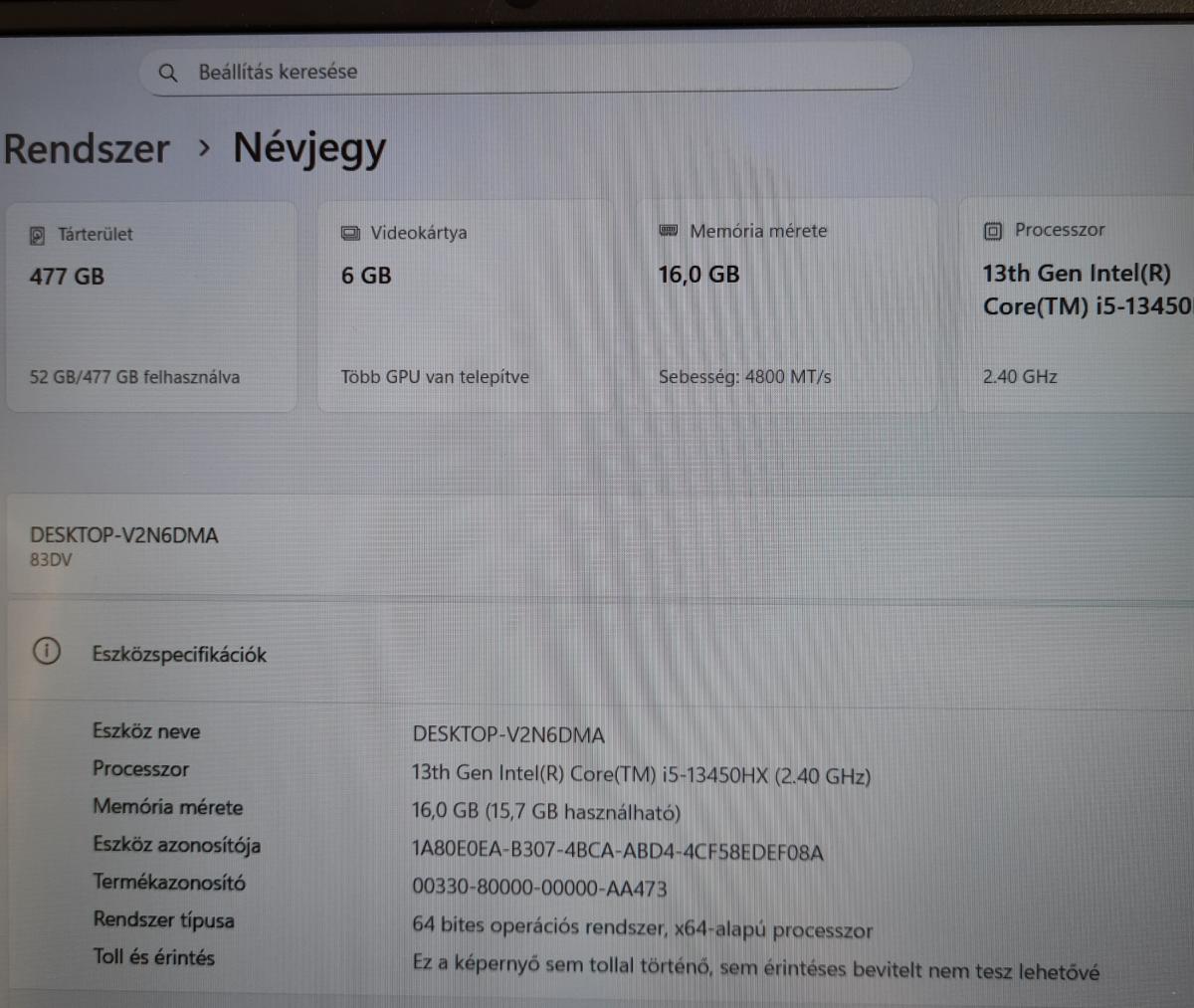 Lenovo LOQ Wi-Fi 512 GB 16 GB Ram, 12 hó garancia